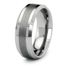 Men's Tungsten Carbide Beveled-edge Band Ring